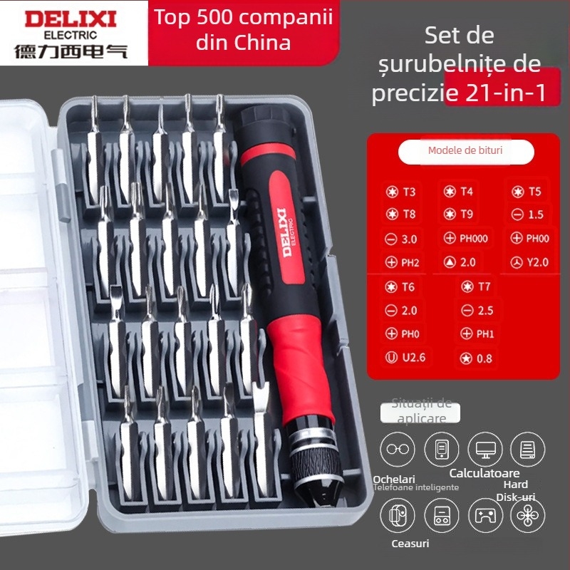 Premonition trusă de șurubelnițe din oțel carbon pentru electronice de uz casnic – demontare pentru telefoane mobile și laptopuri, curățare praf; variante: 21-in-1, 31-in-1, 33-in-1, 34-in-1