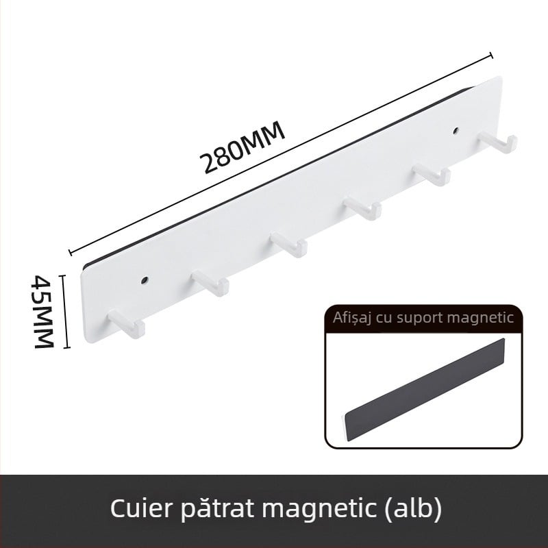 Suport magnetic pentru bucătărie, montaj pe perete fără găuri, design cu mai multe rânduri, din oțel carbon, capacitate (3–5 kg)
