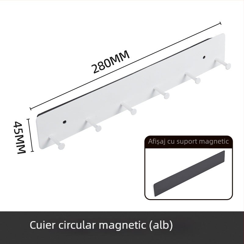 Suport magnetic pentru bucătărie, montaj pe perete fără găuri, design cu mai multe rânduri, din oțel carbon, capacitate (3–5 kg)