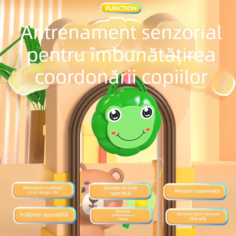 Dispozitiv suspendat de antrenament ping-pong pentru copii – interior, interactiv, pentru integrare senzorială, material PP, CE EN71 certificat, corecție a viziunii și coordonare mâna-ochi