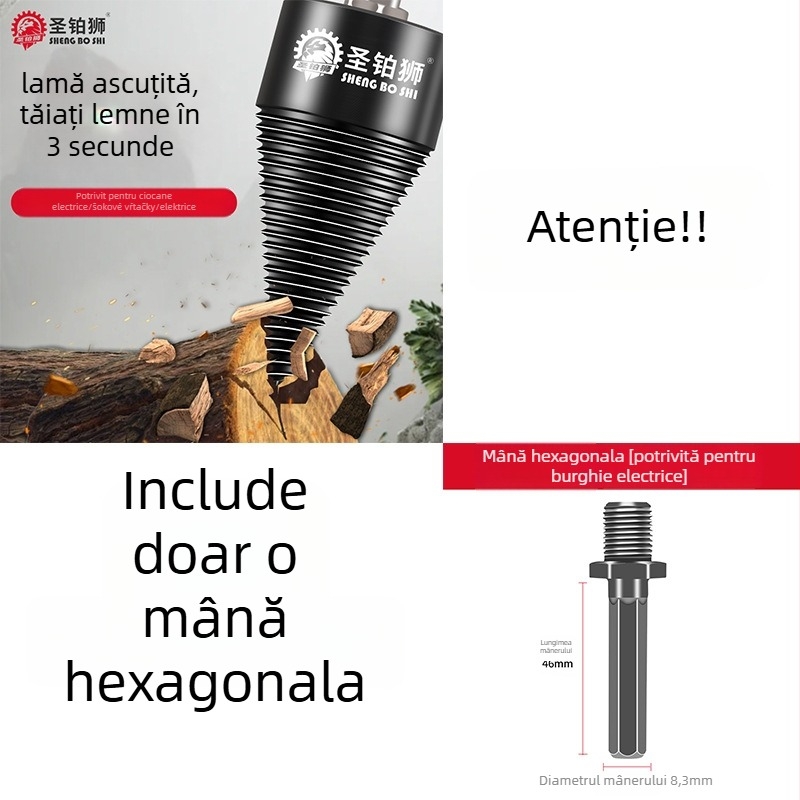 Unealtă electrică pentru despărțirea lemnului, uz casnic — despărțitor de lemn cu burghiu, pentru tăiere în loturi, marca Holy Platinum Lion