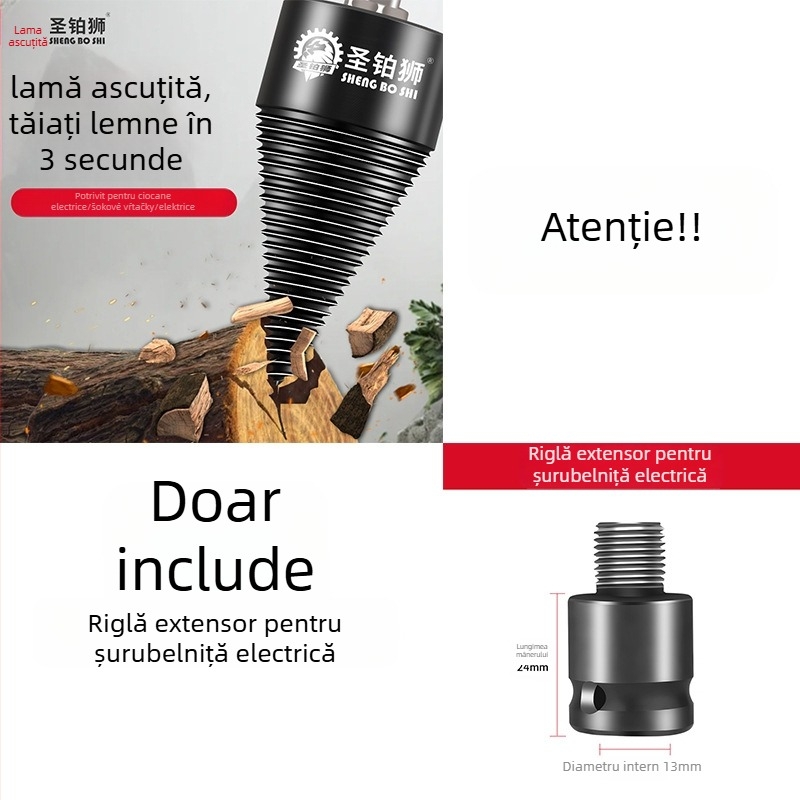 Unealtă electrică pentru despărțirea lemnului, uz casnic — despărțitor de lemn cu burghiu, pentru tăiere în loturi, marca Holy Platinum Lion
