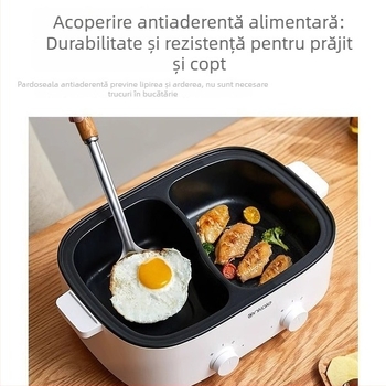 Oală electrică pentru gătit – multifuncțională, vas interior antiaderent (Teﬂon), capacitate 5–6 L, controlul temperaturii și funcția anti-uscare