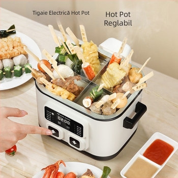 Oală electrică pentru hot pot cu design rabatabil, 800W, capacitate 2-3 L, 1-2 porții, control prin atingere, funcții: aburire, fierbere, prăjire, sotare