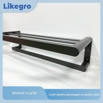 Suport prosoape din Space aluminiu, cu două straturi, cu două bare, set din două piese, design modern minimalist