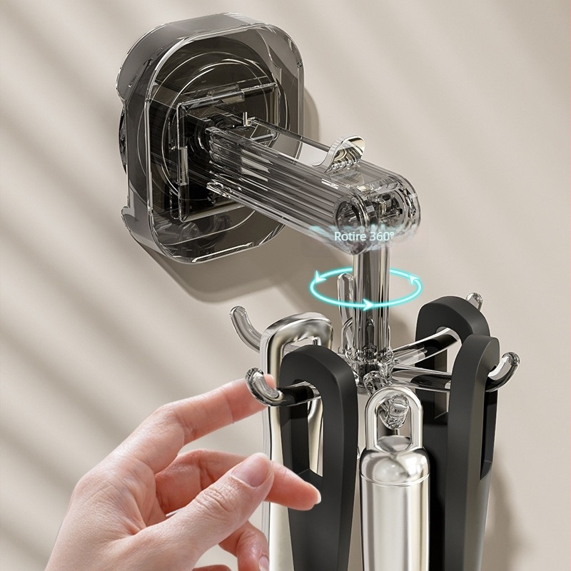 Suport de perete cu ventuză cu șase gheare, rotativ, pentru bucătărie și baie, din plastic, încărcare până la 1 kg, stil lux modern, lansat în 2024