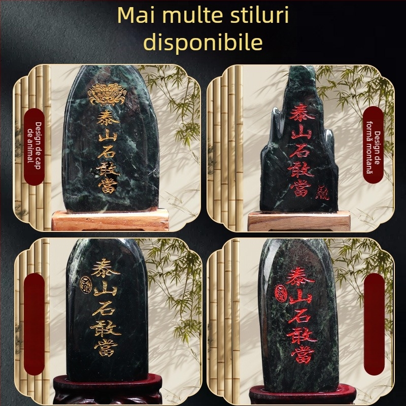 Ornament din jad cu gravură Taishan Gangdang — stil Chinezesc, nu este destinat cadourilor, decor de birou