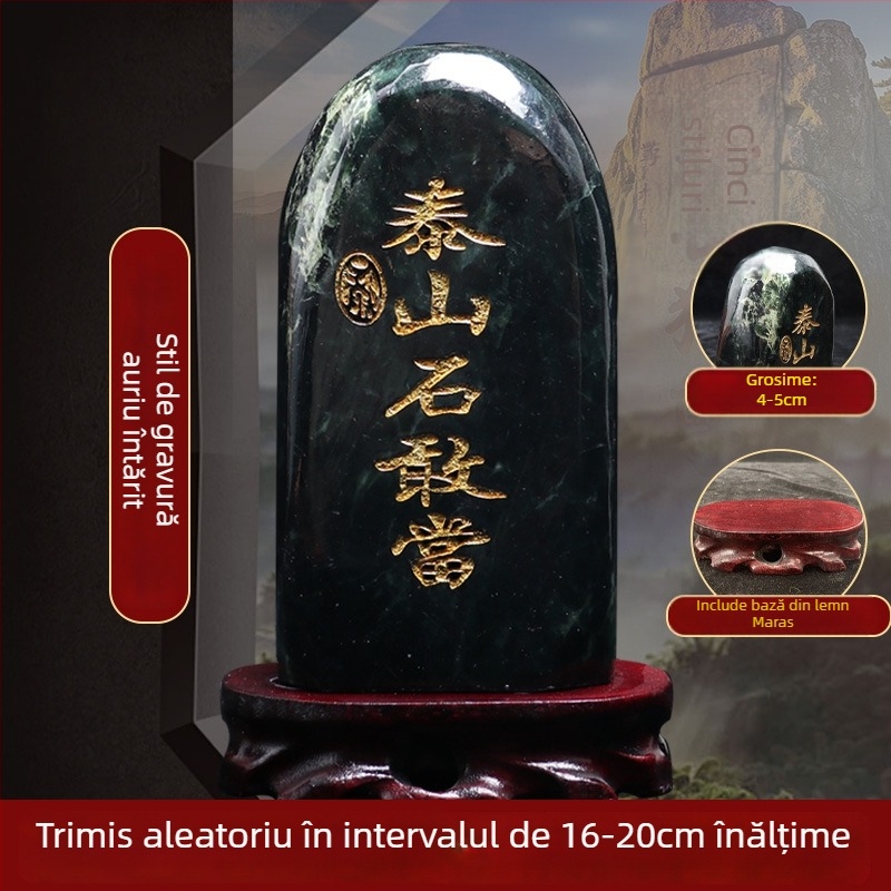 Ornament din jad cu gravură Taishan Gangdang — stil Chinezesc, nu este destinat cadourilor, decor de birou