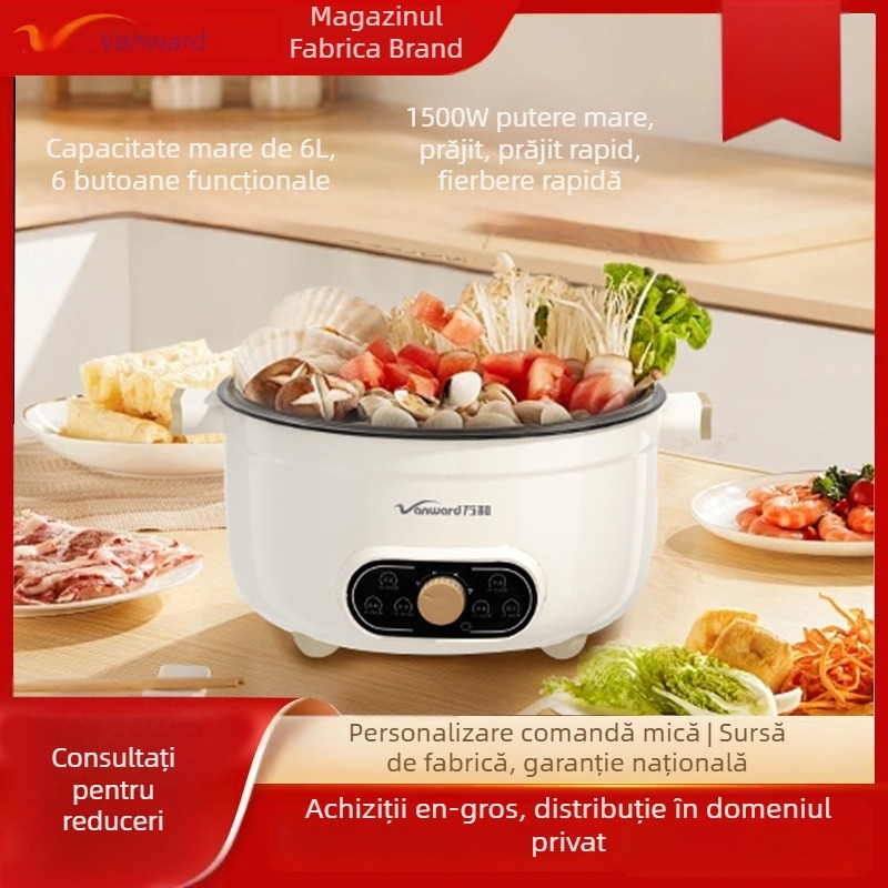 Oală electrică cu capacitate mare, vas Yin-Yang cu două arome, control de temperatură împărțit, interior antiaderent, 1350-2000W, pentru 5-6 persoane