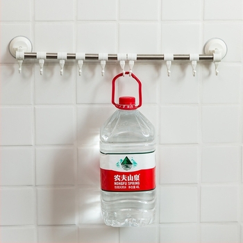 Cuier de bucătărie cu ventuză pentru perete, fără găuri, din plastic, cu mai multe rânduri, cu 6/8/10 cârlige, încărcare de 5 kg