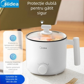 Midea oală electrică de gătit XZE1612 — Capacitate până la 2 L; Greutate 850 g; Control prin buton rotativ; Lungimea cablului de alimentare 0,8 m.