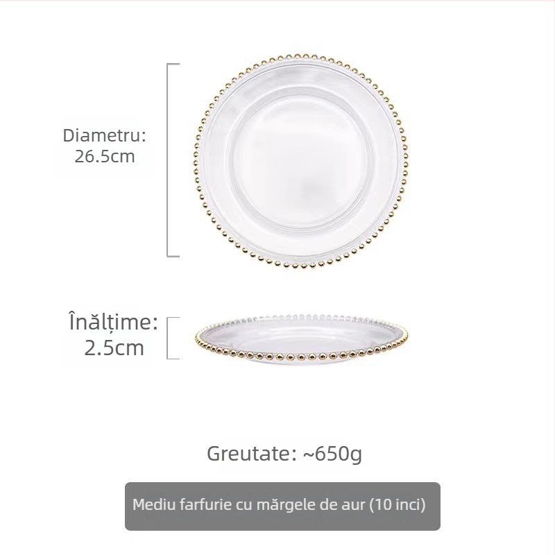 Cloud Sail farfurie de sticlă — rotundă, suprafață desenată manual, modele variate, compatibilă cu cuptorul cu microunde