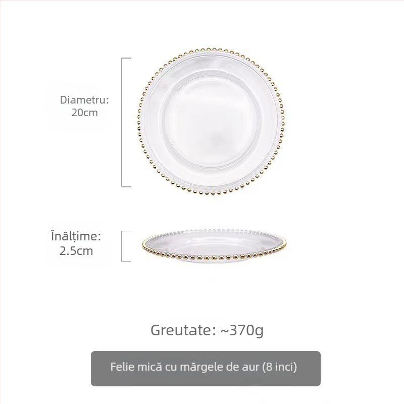 Cloud Sail farfurie de sticlă — rotundă, suprafață desenată manual, modele variate, compatibilă cu cuptorul cu microunde