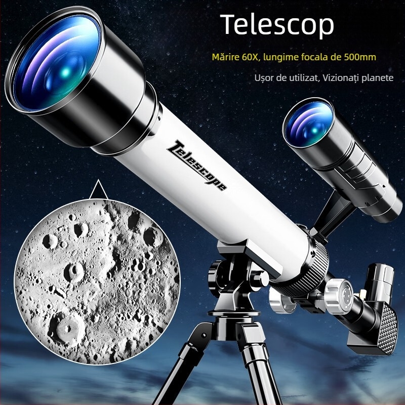 Telescope școlar pentru copii - plastica, DIY, non-electric, educațional de fizică, pentru vârsta 7-14 ani