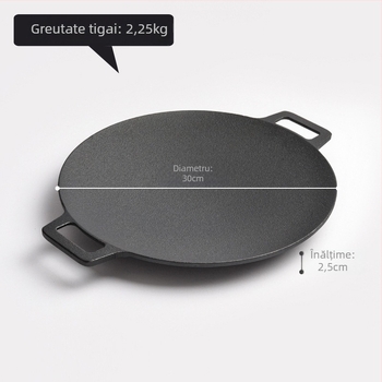 Placă grill din fontă rotundă, pentru exterior, stil coreean de grătar, fără strat, greutate 2,3 kg