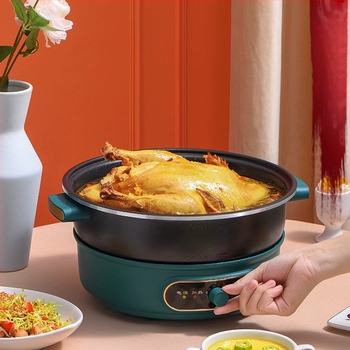 Aux Oală electrică cu design divizat, 4–5 L capacitate, 1200–1500 W, vas interior din aliaj, Funcție anti-uscare, Potrivită pentru 5–6 porții