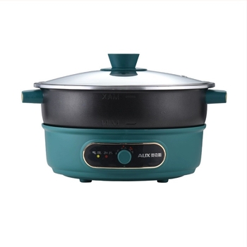 Aux Oală electrică cu design divizat, 4–5 L capacitate, 1200–1500 W, vas interior din aliaj, Funcție anti-uscare, Potrivită pentru 5–6 porții