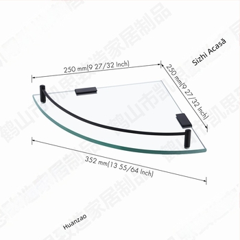 BGS2101A Suport triunghiular din sticlă din oțel inoxidabil 304, finisaj cromat, sarcină 15–20 kg, 1 nivel, baie