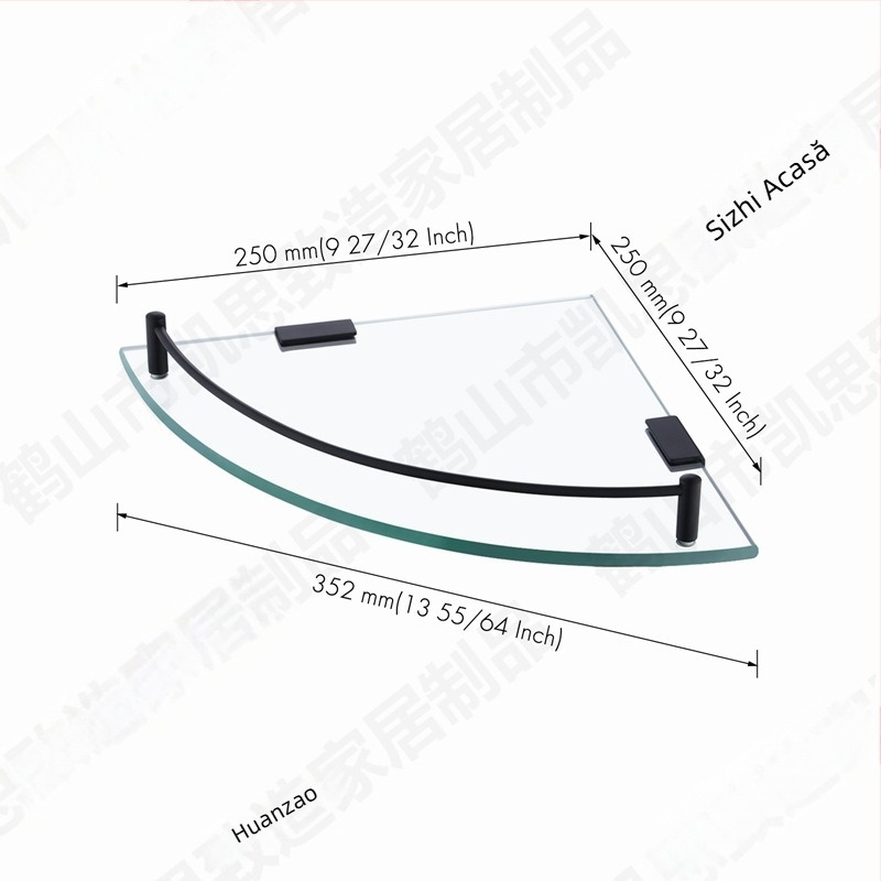BGS2101A Suport triunghiular din sticlă din oțel inoxidabil 304, finisaj cromat, sarcină 15–20 kg, 1 nivel, baie