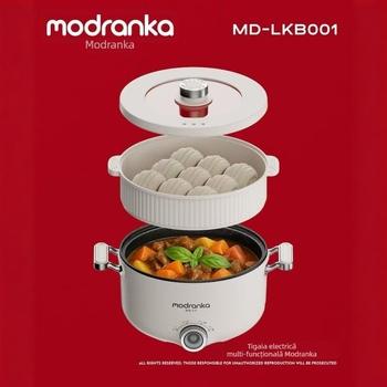 Oală electrică multifuncțională pentru gătit tăiței — capacitate 6,1–10 L, vas interior din oțel inoxidabil, vas interior demontabil pentru ușor curățare, control mecanic, potrivită pentru 4–5 persoane, toate într-un singur aparat pentru gătit la abur.