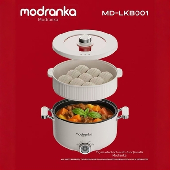 Oală electrică multifuncțională pentru gătit tăiței — capacitate 6,1–10 L, vas interior din oțel inoxidabil, vas interior demontabil pentru ușor curățare, control mecanic, potrivită pentru 4–5 persoane, toate într-un singur aparat pentru gătit la abur.