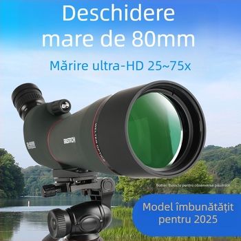 Monoclu cu zoom 25-75×, vizionare în condiții de luminozitate redusă pentru observarea păsărilor și a Lunii, compatibil cu fotografierea de pe telefon