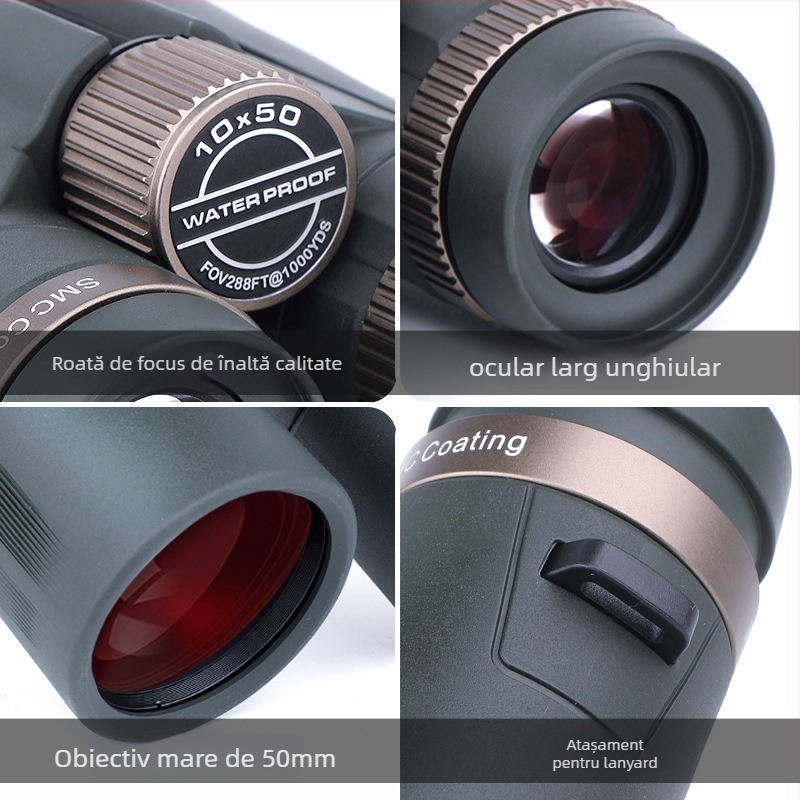 Binoclu 10×50 ED, înaltă definiție, viziune nocturnă în condiții de iluminare redusă, destinat concertelor/concursurilor, etichetă privată licențiată