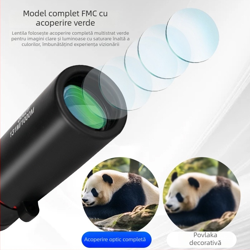 8x21 Monocular Telescope pentru observarea păsărilor în aer liber – portabil, suport pentru telefon, unghi larg HD