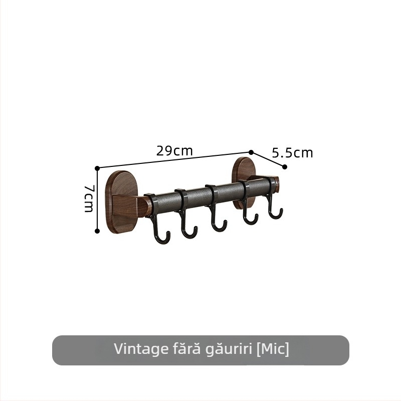 Raft de bucătărie montat pe perete, fără găuri, cu 4–8 cârlige, din plastic, capacitate 1–3 kg