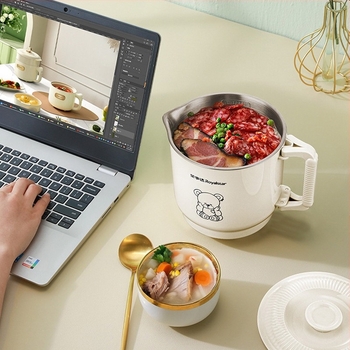 Oală electrică de gătit, compactă și portabilă, model DZG08M, capacitate până la 2 L, potrivită pentru 2–3 persoane, curățare ușoară, fără montaj