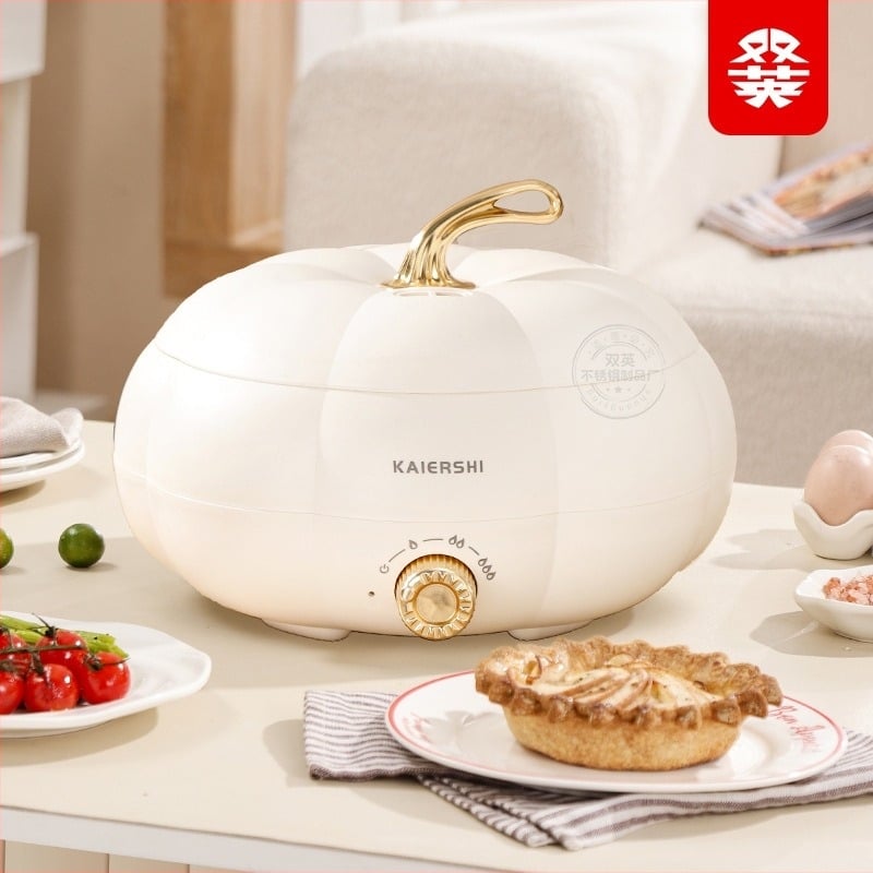 Oală electrică multifuncțională, 3–4 L, 1200–1500 W, vas interior cu strat antiaderent, reglaj de temperatură, control prin buton rotativ, funcții multiple (sote, prăjit, fierbere, hot pot)