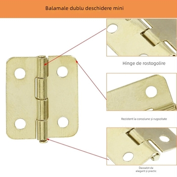 Șarnier pentru cutii din lemn, mini pliere, din fier, electroplacat, pentru cutii din lemn, rame foto și jucării (material: fier; finisaj: electroplacare; aplicații: cutii din lemn, rame foto, jucării)