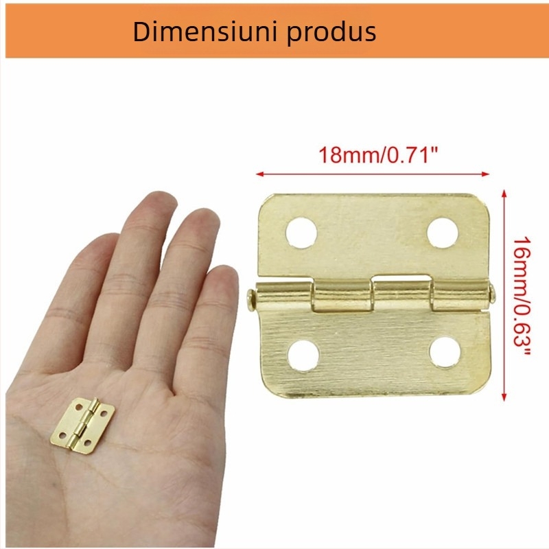 Șarnier pentru cutii din lemn, mini pliere, din fier, electroplacat, pentru cutii din lemn, rame foto și jucării (material: fier; finisaj: electroplacare; aplicații: cutii din lemn, rame foto, jucării)