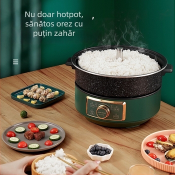 Oală electrică cu înălțime reglabilă, 5 L, 1600 W, multifuncțională (aburi, fierbere, sotare, prăjire), corp metalic