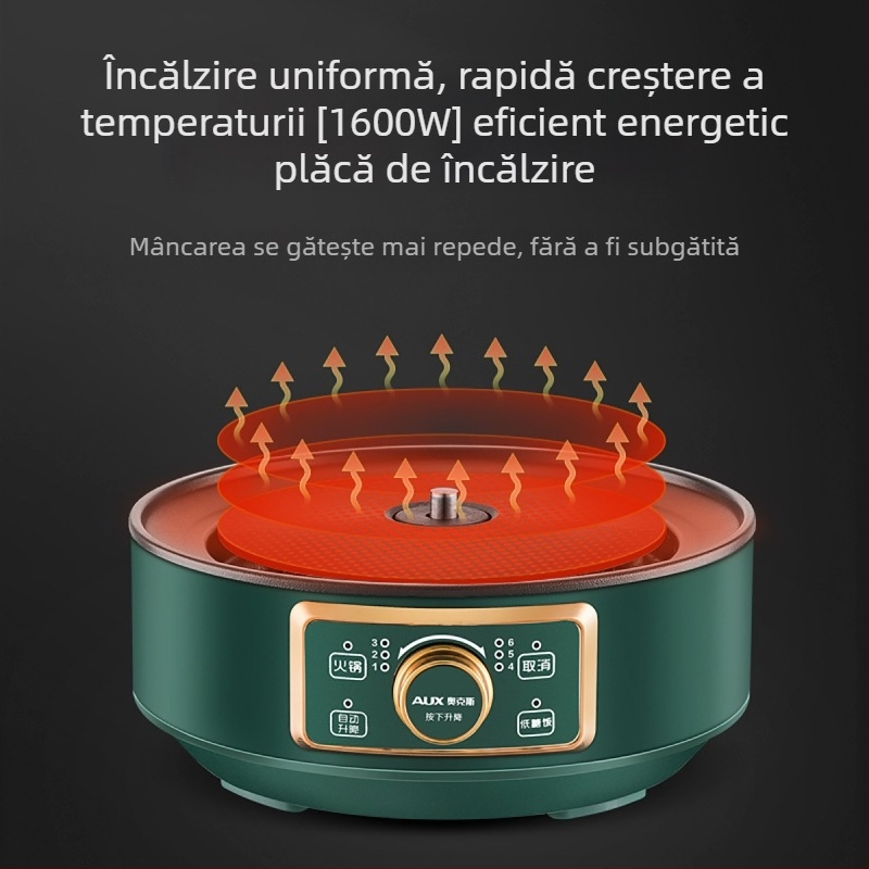 Oală electrică cu înălțime reglabilă, 5 L, 1600 W, multifuncțională (aburi, fierbere, sotare, prăjire), corp metalic
