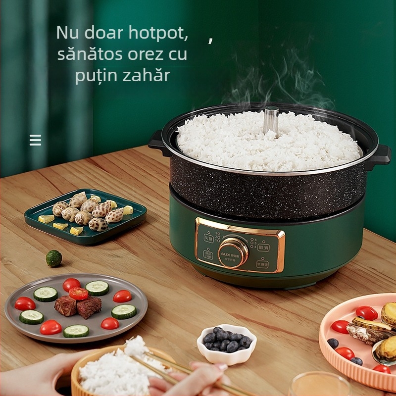 Oală electrică cu înălțime reglabilă, 5 L, 1600 W, multifuncțională (aburi, fierbere, sotare, prăjire), corp metalic