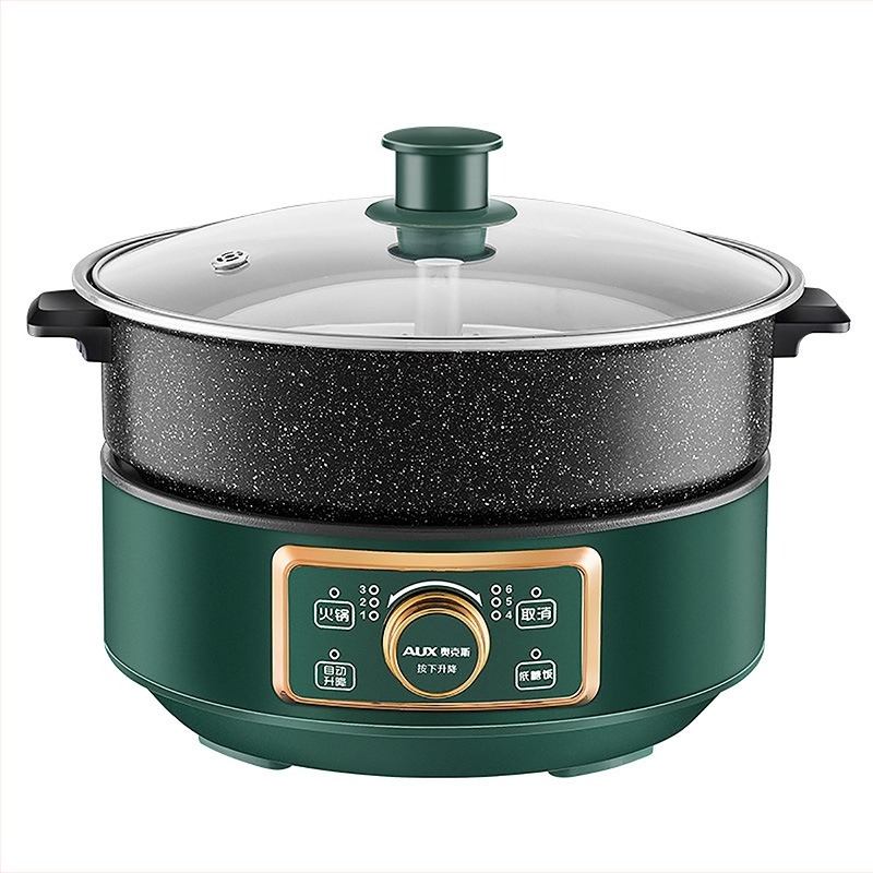 Oală electrică cu înălțime reglabilă, 5 L, 1600 W, multifuncțională (aburi, fierbere, sotare, prăjire), corp metalic