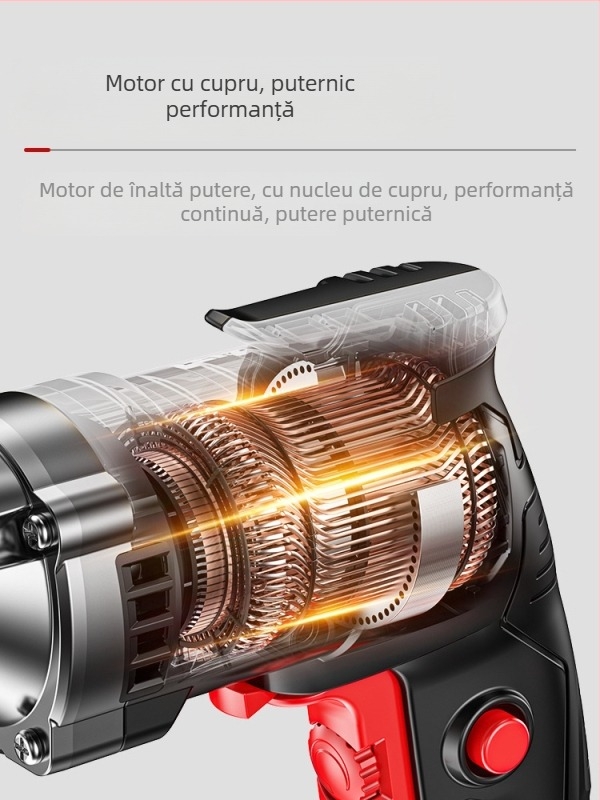 Bormașină de mână electrică 220V, uz casnic, înainte/înapoi, viteză fixă, alimentare la priză