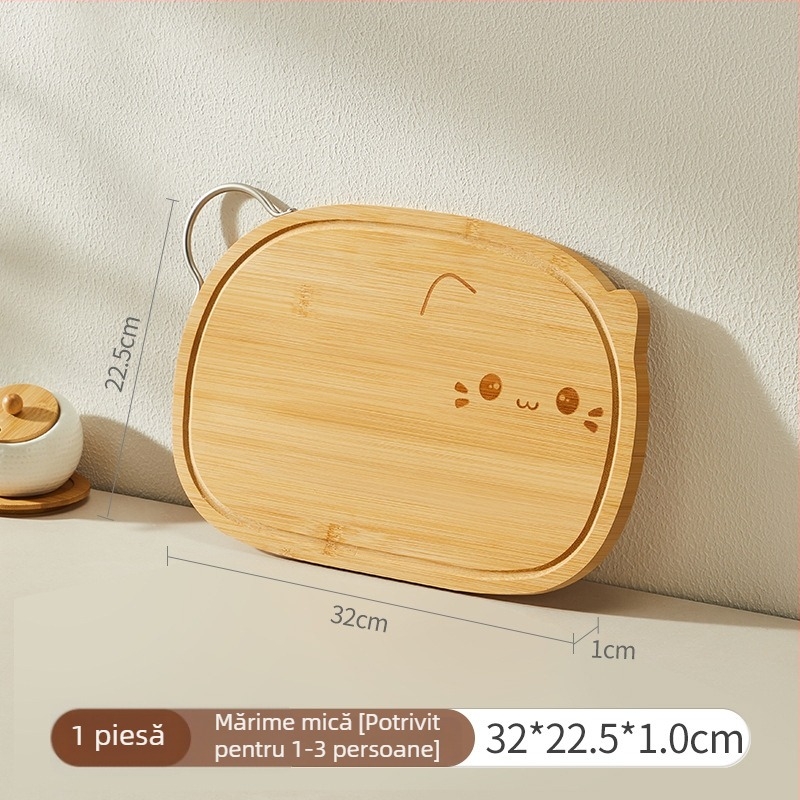 Tocător dublu-față pentru bucătărie – din bambus și aliaj de zinc, de calitate alimentară, cu mâner, antibacterian și antiseptic