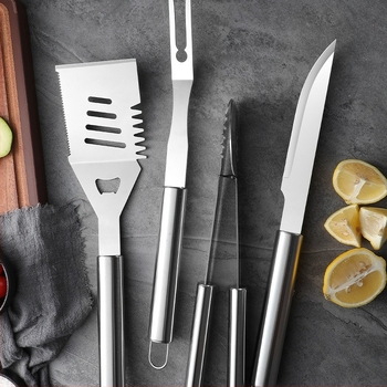 Set de instrumente pentru grătar – cuțit, clips, furculiță, lopată; oțel inoxidabil; cutie: 12 buc.; Brand Yao wei; Stil: simplitate modernă (Brand: Yao wei; Material: oțel inoxidabil; Componente: cuțit, clips, furculiță, lopată; Cutie: 12 buc.; Stil: simp