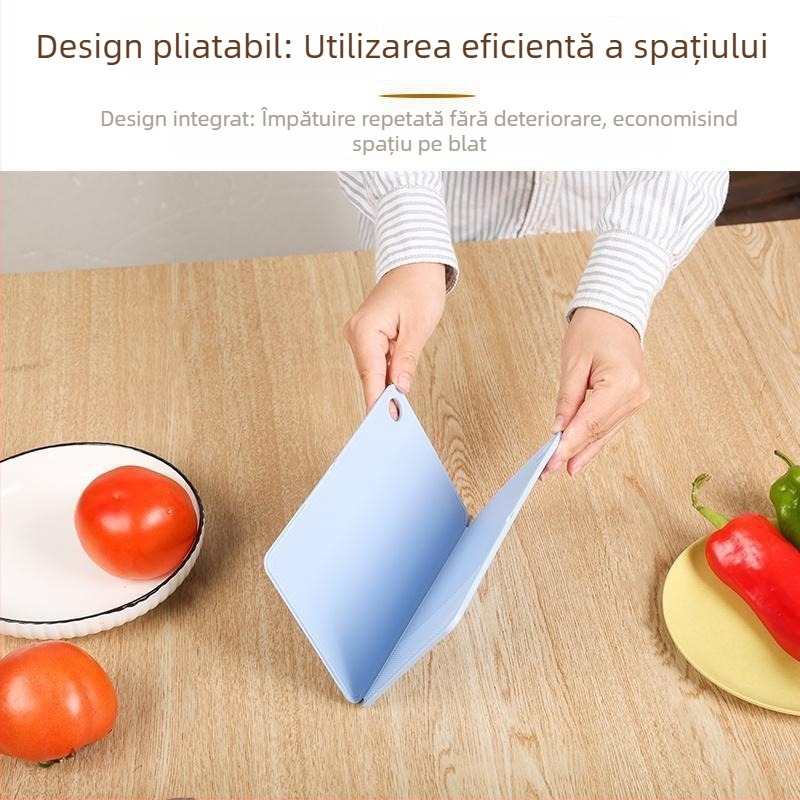 Placă pliabilă de tăiat în stil japonez — compactă din plastic, portabilă, antibacteriană și rezistentă la mucegai, pentru tăierea fructelor, călătorii, camping și pregătirea hranei pentru bebeluși