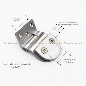 Balama pentru ușă de sticlă, model E-23, aliaj de zinc, balama subțire obișnuită, suprafață lustruită, grosime 4 mm