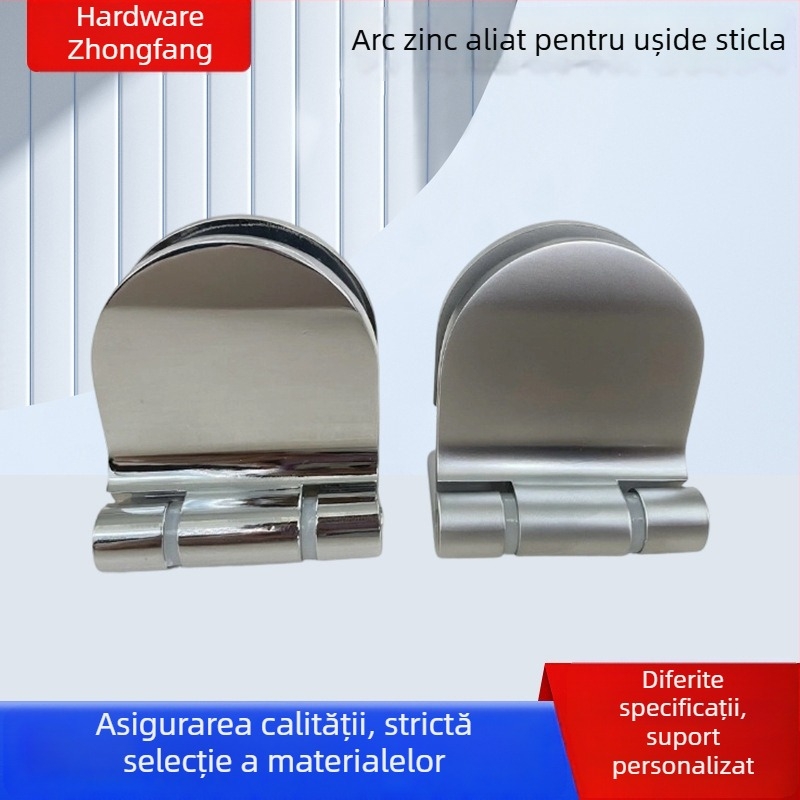 Balama pentru ușă de sticlă, model E-23, aliaj de zinc, balama subțire obișnuită, suprafață lustruită, grosime 4 mm