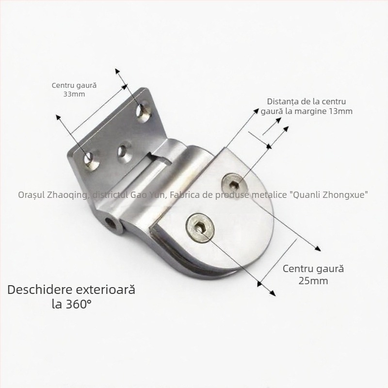 Balama pentru ușă de sticlă, model E-23, aliaj de zinc, balama subțire obișnuită, suprafață lustruită, grosime 4 mm