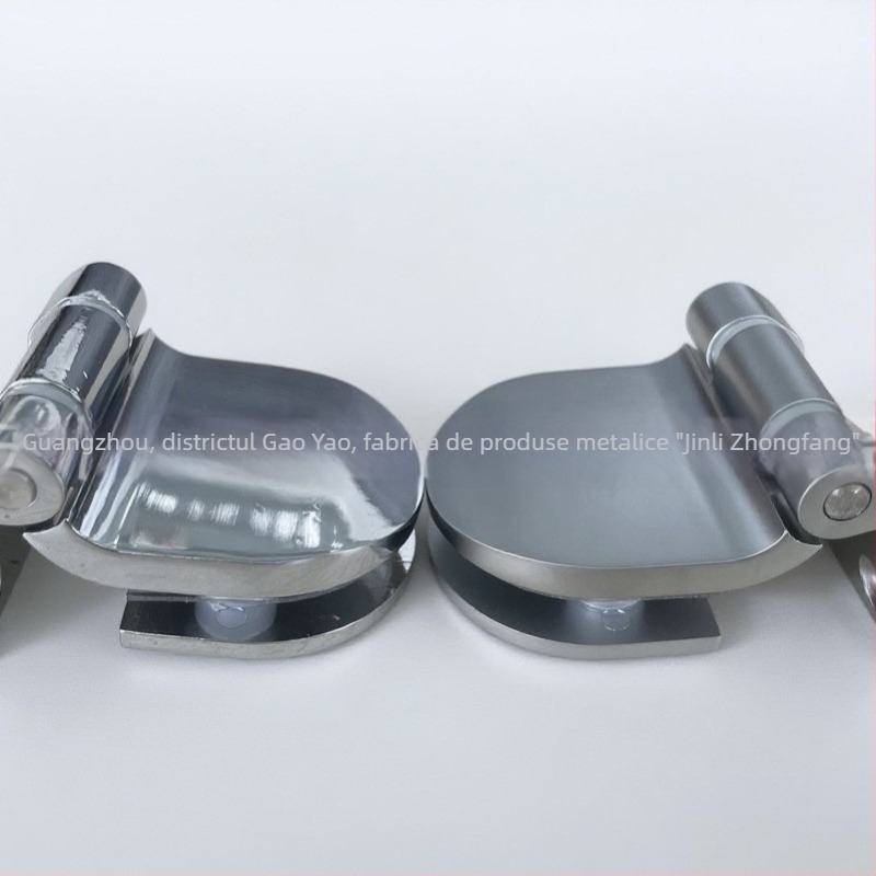 Balama pentru ușă de sticlă, model E-23, aliaj de zinc, balama subțire obișnuită, suprafață lustruită, grosime 4 mm