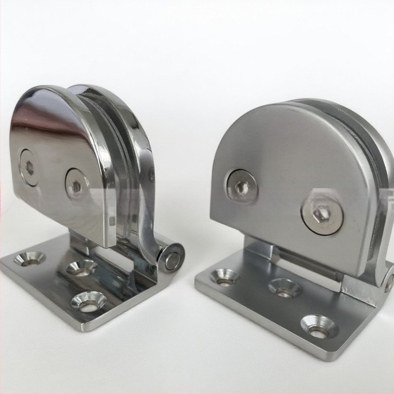 Balama pentru ușă de sticlă, model E-23, aliaj de zinc, balama subțire obișnuită, suprafață lustruită, grosime 4 mm