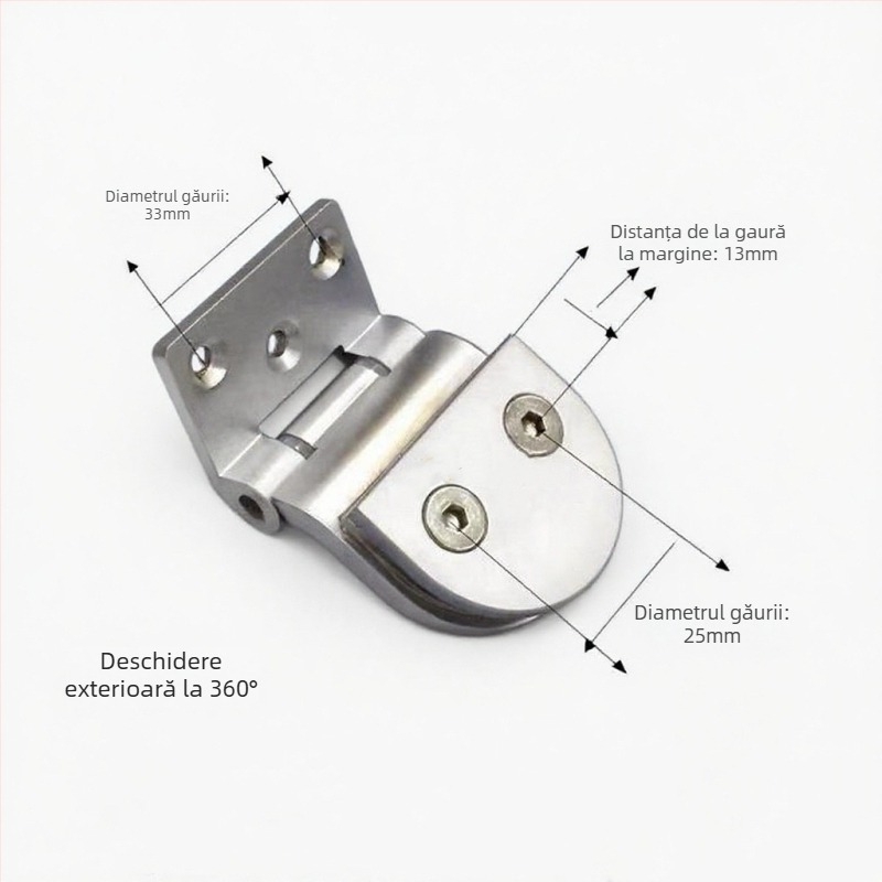 Balama pentru ușă de sticlă, model E-23, aliaj de zinc, balama subțire obișnuită, suprafață lustruită, grosime 4 mm