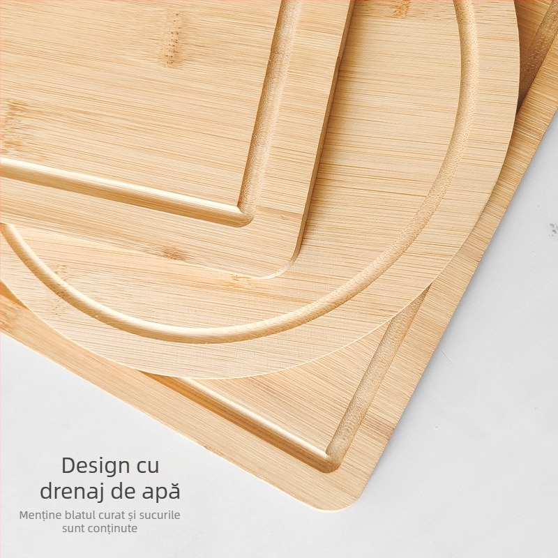 Tocător din bambus – rotund și pătrat, anti-derapant, pentru uz casnic, stil modern