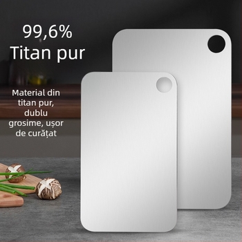 Mu Ti tocător din titan pur, portabil, cu două fețe, antibacterian, finisaj sablat