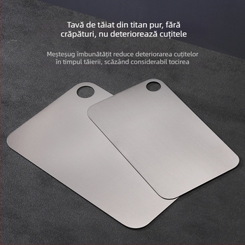 Mu Ti tocător din titan pur, portabil, cu două fețe, antibacterian, finisaj sablat